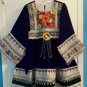 Blue and Green Afghan Dress with pants